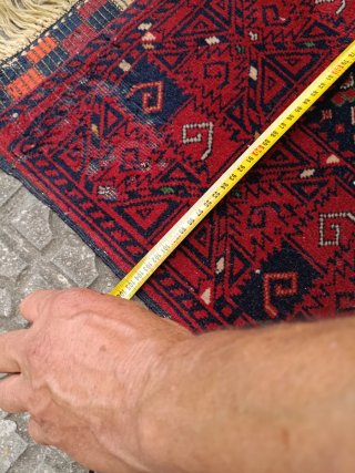 Alfombra Lana Artesanal Roja y Azul