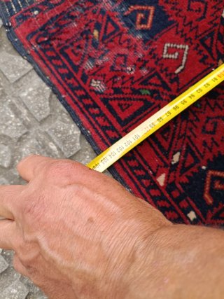 Alfombra Lana Artesanal Roja y Azul