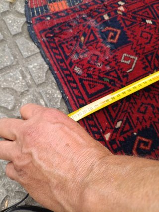 Alfombra Lana Artesanal Roja y Azul