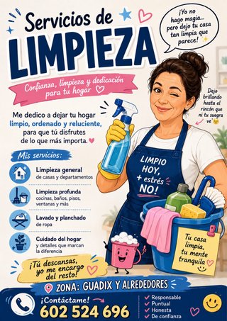 Servicios de limpieza del hogar, locales...
