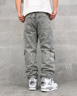 Zara Pantalones Cargo Y2K Grises Baggy