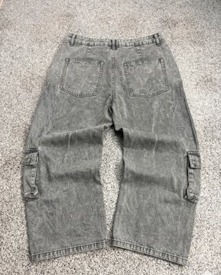 Zara Pantalones Cargo Y2K Grises Baggy