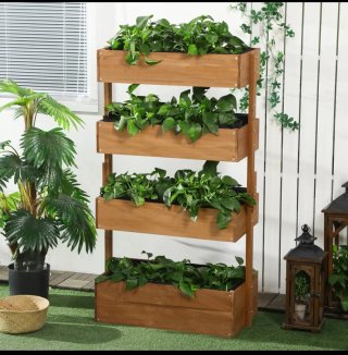 Jardinera de madera marrón