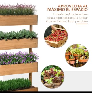 Jardinera de madera marrón