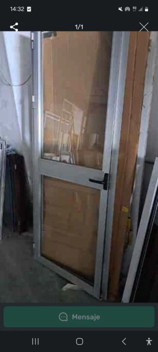 Puerta 1 hoja de aluminio anonizado plata