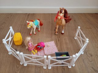 Pack Barbie: Carabana,Armario,Moto y caballos