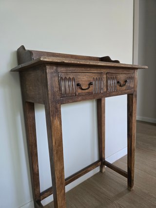 Consolle in legno stile rustico con 2 cassetti