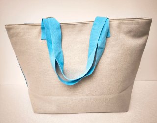 Bolso de playa rayas y flores azul