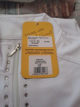 Polo de concurso blanco con pedrería