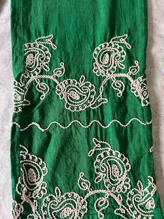 Pantalón Zara Lino Verde Talla S Bordado
