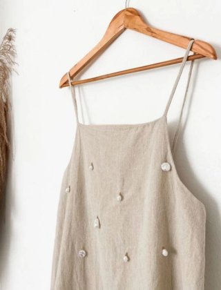 Vestido Lino Zara Perlas Talla S