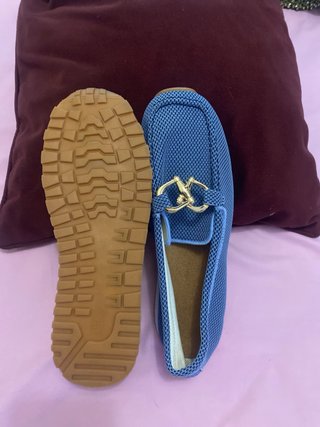 Zapatillas Verano Azul con Detalle Dorado