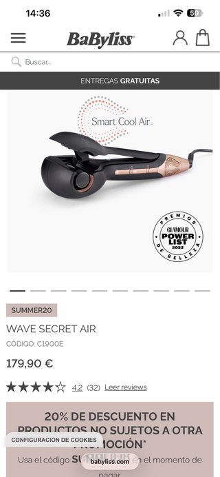Rizador Babyliss Wave Secret Air sin usar