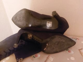 Botas altas azules con cordones
