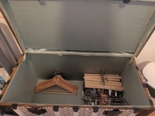 Baúl restaurado tela y madera
