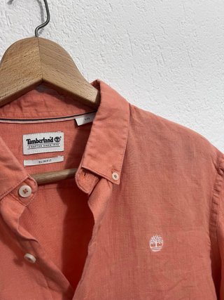 Camisa Lino Timberland Hombre Naranja