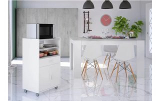Mueble auxiliar cocina gris y blanco