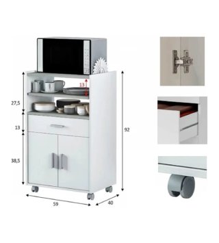 Mueble auxiliar cocina gris y blanco