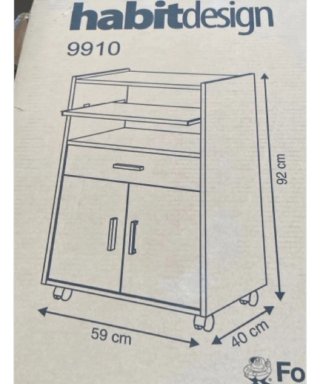 Mueble auxiliar cocina gris y blanco