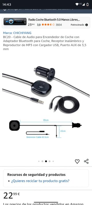 Receptor Bluetooth Coche BC20