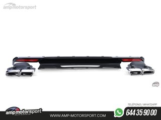 DIFUSOR TRASERO NEGRO BRILLO CON COLAS CROMADAS PARA MERCEDES CLASE S W222