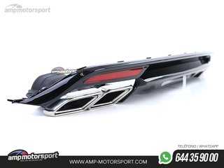 DIFUSOR TRASERO NEGRO BRILLO CON COLAS CROMADAS PARA MERCEDES CLASE S W222