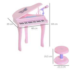 Piano Eléctrico Infantil Rosa 37 Teclas