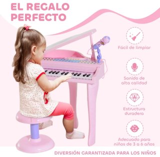 Piano Eléctrico Infantil Rosa 37 Teclas