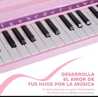 Piano Eléctrico Infantil Rosa 37 Teclas