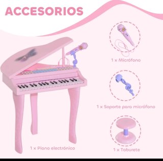 Piano Eléctrico Infantil Rosa 37 Teclas