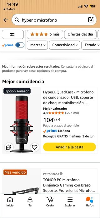 Micrófono Hyper X con brazo articulado