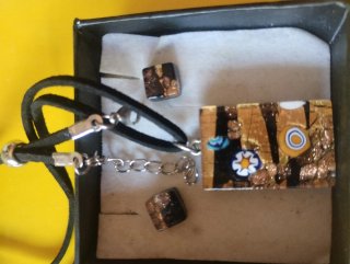 Set Collana e Orecchini Vetro Murano