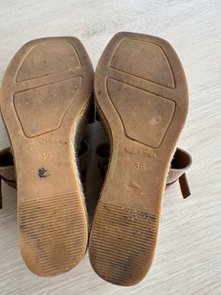 Sandalias cuña esparto y piel