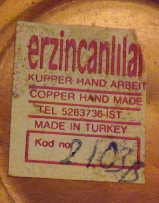Brocca decorativa rame Turchia fatta a mano
