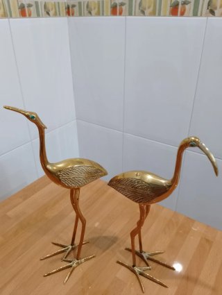Pareja de garzas de bronce