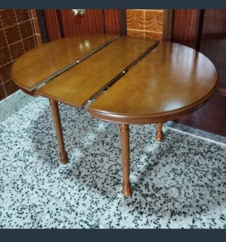 Mesa madera 90 CT extensible a-120 y cristal.