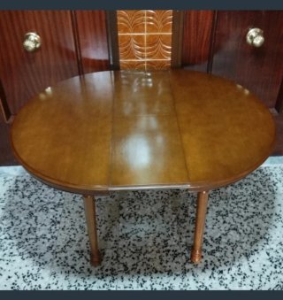 Mesa madera 90 CT extensible a-120 y cristal.