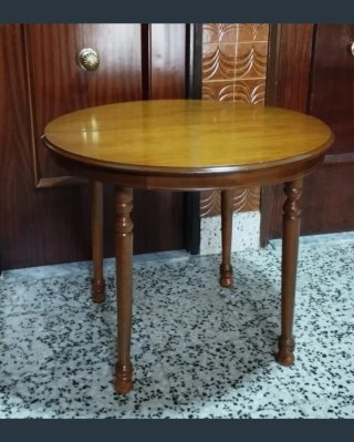 Mesa madera 90 CT extensible a-120 y cristal.