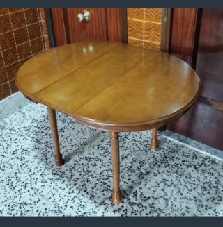 Mesa madera 90 CT extensible a-120 y cristal.