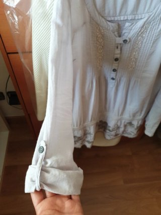 Camisola Vestido Beige y Blanco
