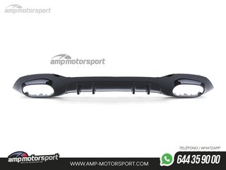 DIFUSOR TRASERO NEGRO BRILLO CON COLAS SIMPLES CROMADAS PARA MERCEDES CLASE A W177
