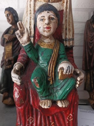Talla Románica Virgen con Niño Antigua