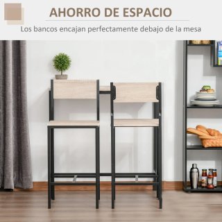 Mesa Bar y 2 Taburetes Estilo Industrial