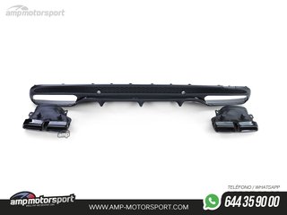 DIFUSOR TRASERO NEGRO MATE CON COLAS NEGRAS PARA MERCEDES CLASE C W205