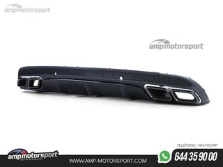 DIFUSOR TRASERO NEGRO MATE CON COLAS NEGRAS PARA MERCEDES CLASE C W205