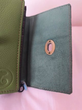 Monedero Charmäleon Pelo y Cuero Verde Nuevo!