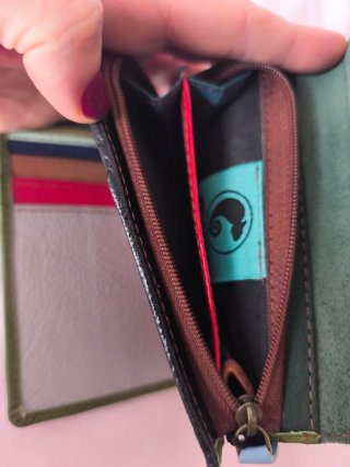 Monedero Charmäleon Pelo y Cuero Verde Nuevo!