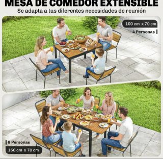 Mesa de jardín madera y metal