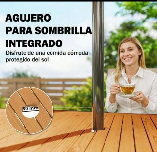 Mesa de jardín madera y metal
