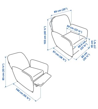 Sillón reclinable EKOLDSUND rosa Ikea